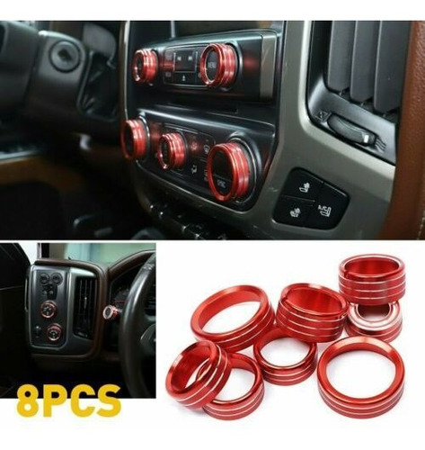 8 Pcs Ac Radio Switch Trim Ring Knob Cover For Chevrolet  Mb Foto 5