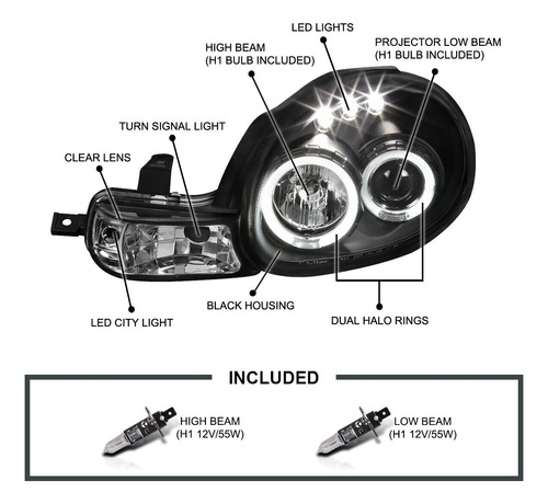 Par Faro Negro Led Plymouth Neon High 2001 2.0l Foto 2