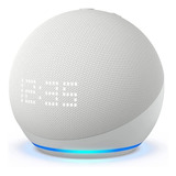 Amazon Echo Dot 5th Gen With Clock Con Asistente Virtual Alexa, Pantalla Integrada Color Glacier White 110v/240v