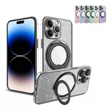 Funda Magnética Galvanizada Con Purpurina Para iPhone 15, Pr