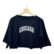 Cropped Feminino Algodão Chicago T-shrt Lançamento Da Moda 