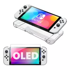 Capa Case Tpu Maleável Nintendo Switch Oled + Película Vidro