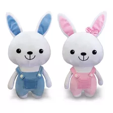 2 Coelhos De Pelúcia 35cm Decoração Anti-alérgico