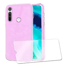 Funda 2 Pzas + Mica Para Celular Moto G8 Uso Rudo Color Lila