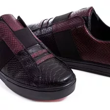 Tenis Hombre Sneakers Snake Purpura, Negro Cinta Moon & Rain