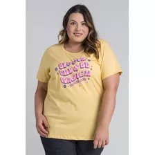 T-shirt Feminina Plus Size Estampada Bloom Wild Be Magical