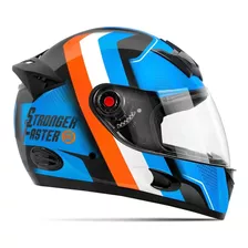 Capacete Para Moto Integral Etceter Stronger Faster Cor Azul/laranja Tamanho Do Capacete 56