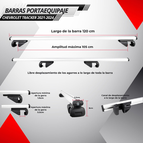 Barras Portaequipaje Chevrolet Tracker 2021 2022 2023 2024 Foto 3