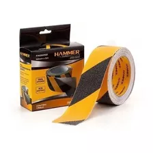 Fita Antiderrapante Zebrada 50mm X 5mts Preta Amarela Hammer