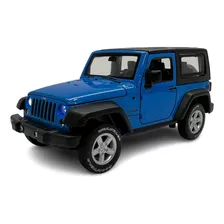 Miniatura Jeep Wrangler Azul Acende Luz E Som Metal 1:32