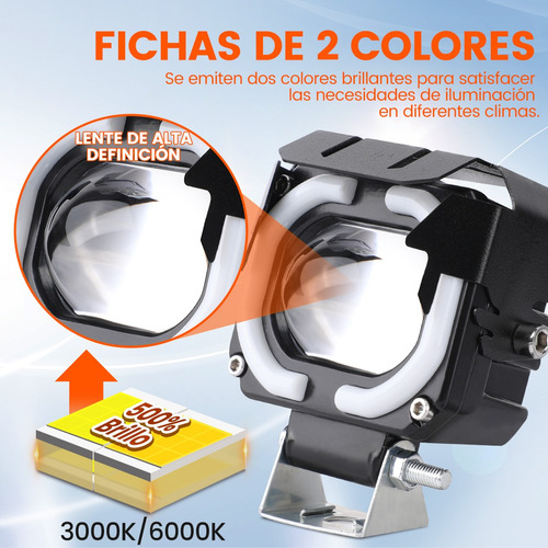 Par Faros Luces Led Lupa Luz Spot Doble Color Para Auto Moto Foto 5