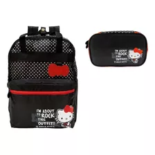 Kit Mochila De Costas Hello Kitty Com Estojo Box Original