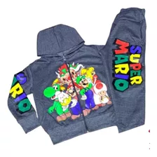 Conjunto Poleron Y Buzo Niño Super Mario Franela Algodon