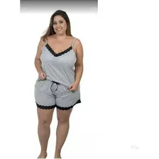 Pijama Curto/short Doll Alça C/ Tamanhos Plus Size Verão Off