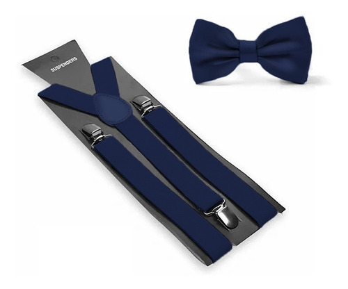 Kit Suspensório+gravata Borboleta Azul Marinho 