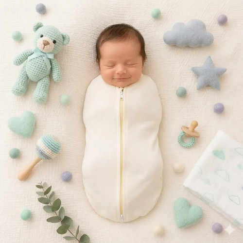 Casulo (swaddle) Bebê Saco De Dormir Zip 0-2 Meses Original