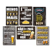 Kit Com 6 Placas Decorativas Em Mdf - Frases Boteco Bebidas