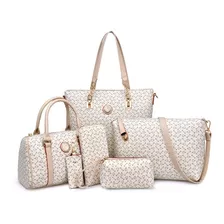 Set 6 Bolsas Mujer Estampado Cartera Moda Crossbody Tote Pu