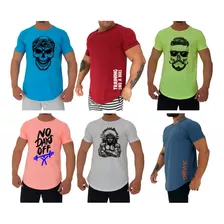 Kit 6 Camisetas Longline Masculina Casual Academia Camisas