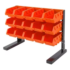 Mini Rack Almacenaje Con 15 Bins Tactix 320621 Color Naranja