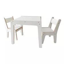 Mesa E Cadeira Infantil De Madeira Mdf Branco