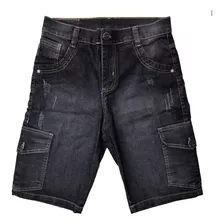 Bermuda Cargo Jeans Masculina Com Lycra 