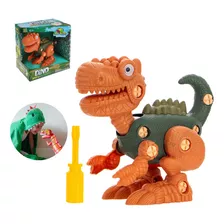 Dinossauro Monta Desmonta Dino Ferramenta Brinquedo Infantil Cor Laranja