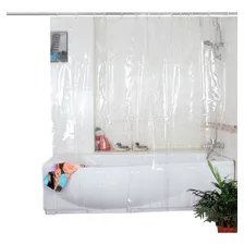 Cortina Baño 2,40 Mts Alto Pvc Cristal Transparente Grueso