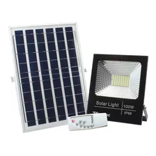 Foco Solar Led Blaco 100w Con Control Remoto Exteriores Color De La Carcasa Negro Color De La Luz Blanco Frío