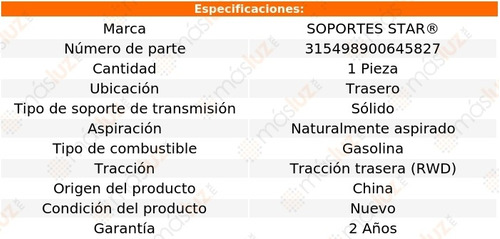 1) Soporte Transmisin Tras Gle 4 Cil 2.3l 84 Soportes Star Foto 2