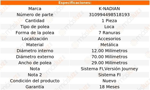 Polea 7 Ranuras Metalica Ex35 V6 3.5l 08-12 K-nadian Foto 3