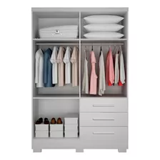 Guarda Roupa Agata 4 Portas 3 Gavetas Com 6 Pés Branco