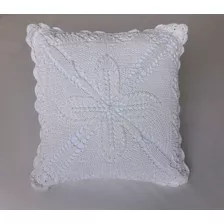 Almohadón Mica Tejido En Hilo Crochet 40x40 Con Relleno