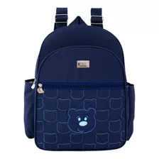 Bolsa Bebê Maternidade Mochila G Urso Menina Menino Passeio Cor Azul-escuro