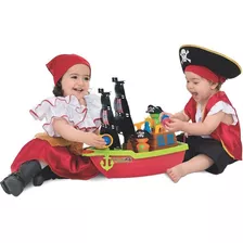 Brinquedo Barco Navio Pirata Grande Com 02 Bonecos Mercotoys