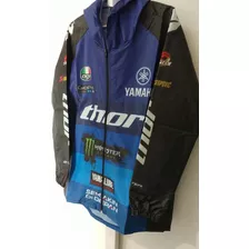 Campera Rompeviento Yamaha Con Capucha Ts Azul-bmmotopartes 