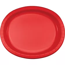 Platos Ovalados Clásicos Rojo - Juego De 24 Unidades