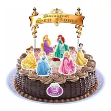 Kit Topper Topo De Bolo As Princesas Com Nome E Idade