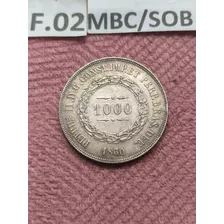 Moeda De Prata Império De 1000 Réis De 1860 - Mbc/sob F2