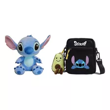 Boneco Pelucia Baby Stitch + Bolsa Para Carteira E Celular