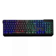 Teclado Gamer Nibio Strike K200 Qwerty Color Negro Con Luz Rgb