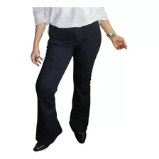 Pantalón Mujer Vaquero Jean Flare Mango Black Talles Grandes