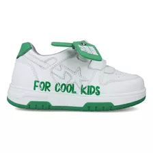 Tenis Bambino Retro Niño Choclo Sintetico Blanco Verde (18.0