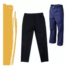 Pantalón De Trabajo Negro/ Azul Gabardina Tipo Grafa 8 Oz .