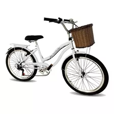 Bicicleta Aro 26 Retrô Beach 18v Cadeirinha Traseira Branco Tamanho Do Quadro 17 Cor Branco