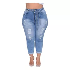 Calça Jeans Feminina Plus Size Capri Eduarda Com Lycra