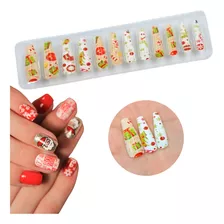 Uñas Postizas Navidad Almendra Adhesivo Mod08 Lefemme 