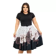 Vestido Godê Midi/disco Estampado