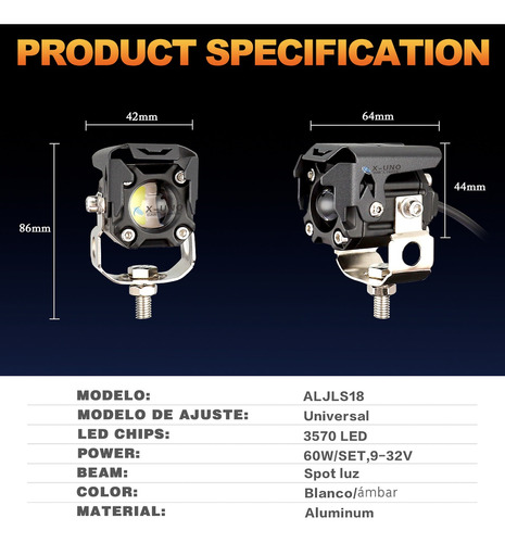 Par Focos Lupas Led Alta/baja Luz Bicolor Universal 4x4 Moto Foto 5