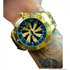 Relógio Masculino Speedway Dourado Aço Inox Analógico Roleta